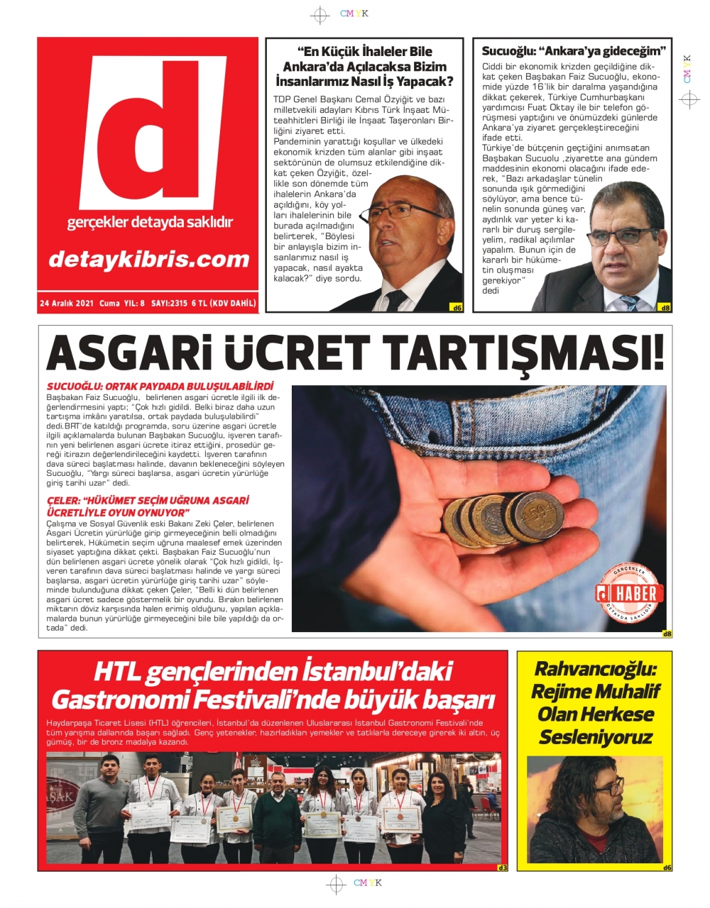 KKTC'de Gazeteler Bugün Ne Manşet Attı? 24 Aralık 2021 galerisi resim 10