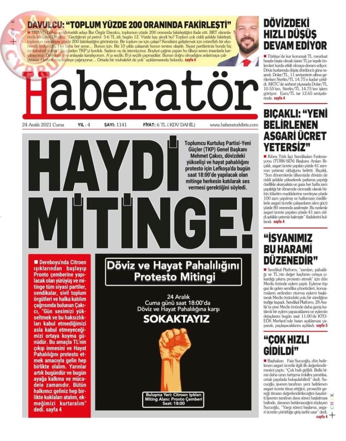 KKTC'de Gazeteler Bugün Ne Manşet Attı? 24 Aralık 2021 galerisi resim 8