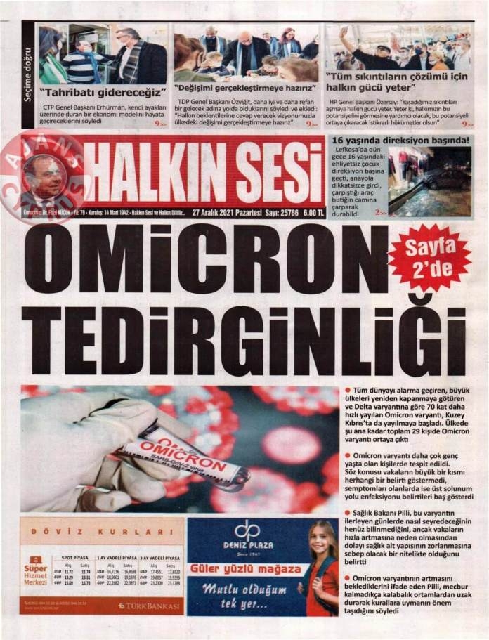 KKTC'de Gazeteler Bugün Ne Manşet Attı? 27 Aralık 2021 galerisi resim 1