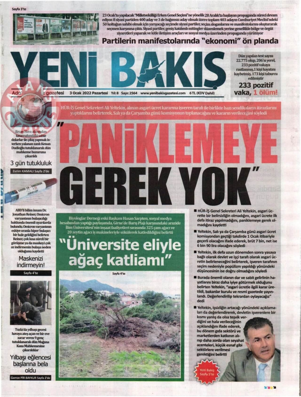 KKTC'de Gazeteler Bugün Ne Manşet Attı? 3 Ocak 2022 galerisi resim 4