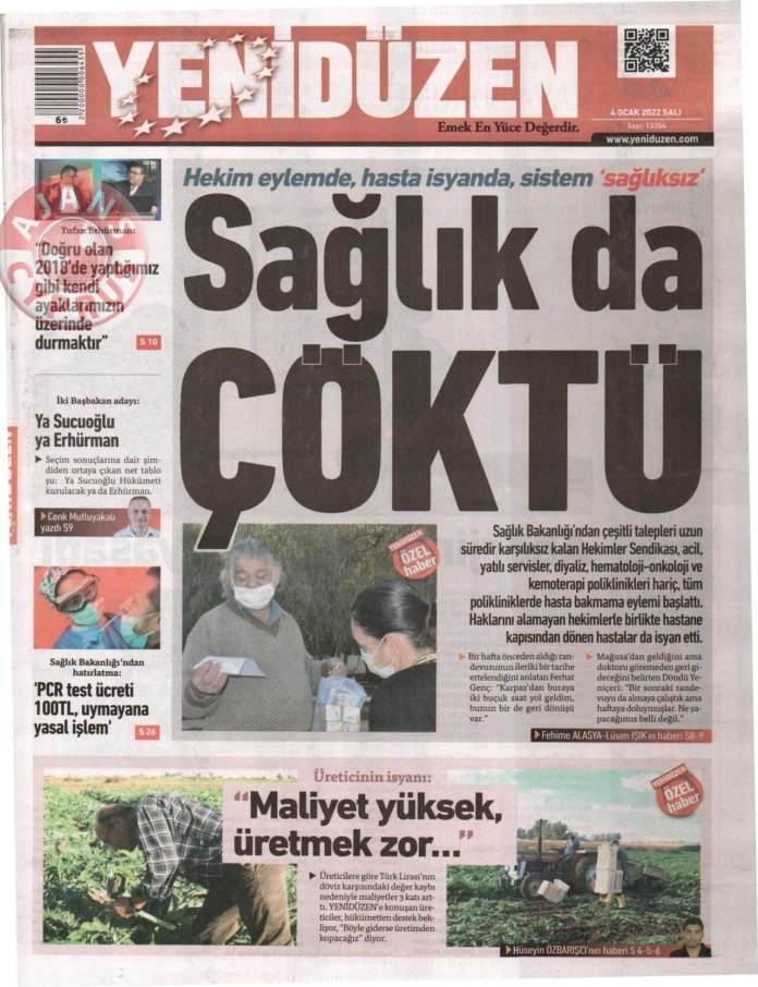 KKTC'de Gazeteler Bugün Ne Manşet Attı? 4 Ocak 2022 galerisi resim 5