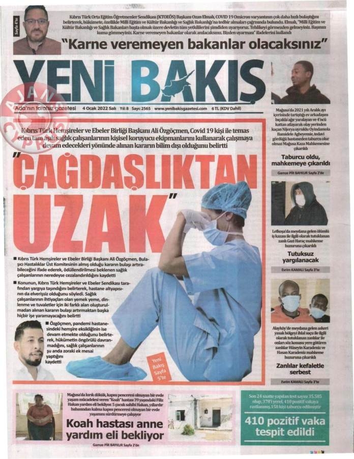 KKTC'de Gazeteler Bugün Ne Manşet Attı? 4 Ocak 2022 galerisi resim 6