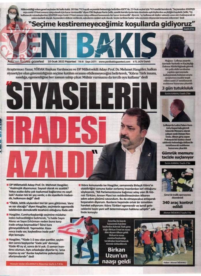 KKTC'de Gazeteler Bugün Ne Manşet Attı? 10 Ocak 2022 galerisi resim 7