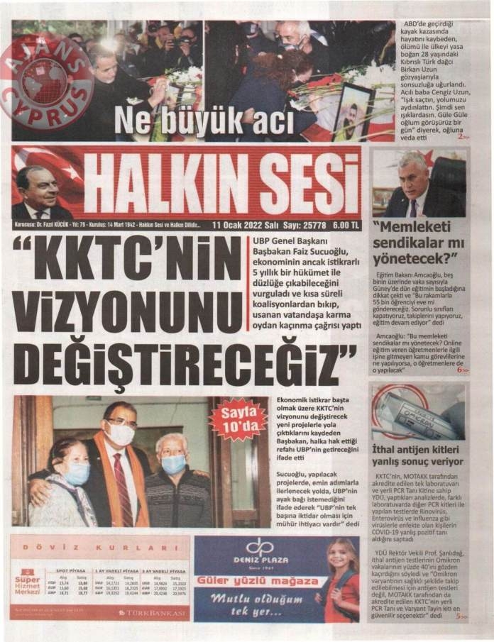 KKTC'de Gazeteler Bugün Ne Manşet Attı? 11 Ocak 2022 galerisi resim 1