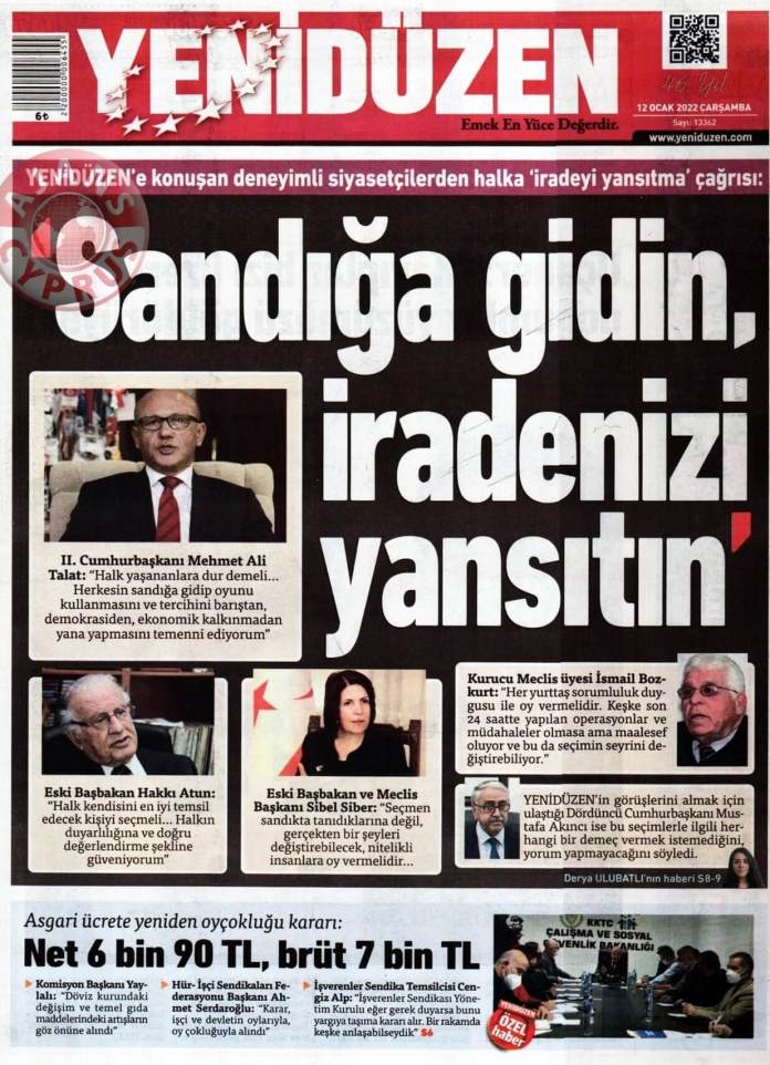 KKTC'de Gazeteler Bugün Ne Manşet Attı? 12 Ocak 2022 galerisi resim 5