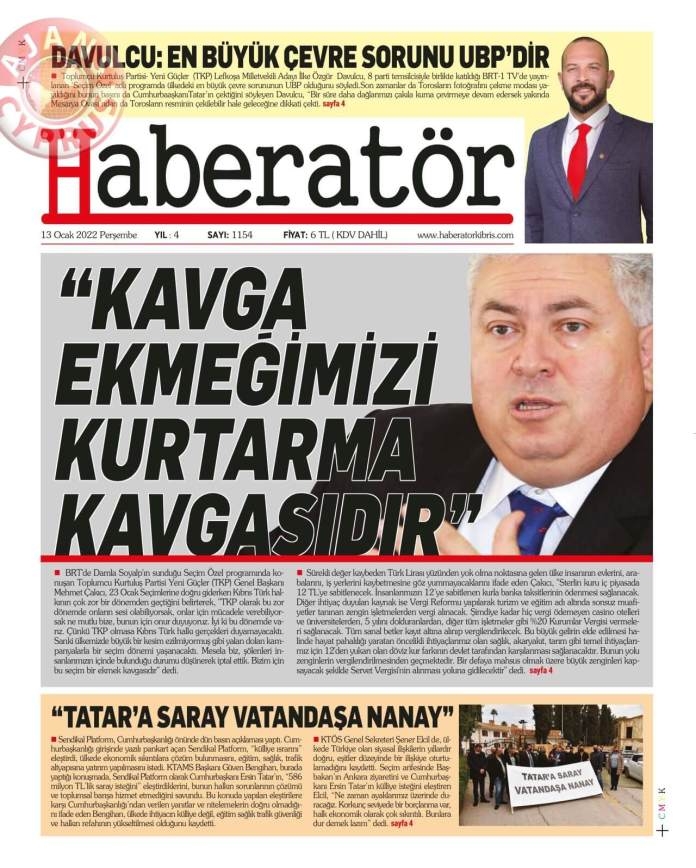 KKTC'de Gazeteler Bugün Ne Manşet Attı? 13 Ocak 2022 galerisi resim 1