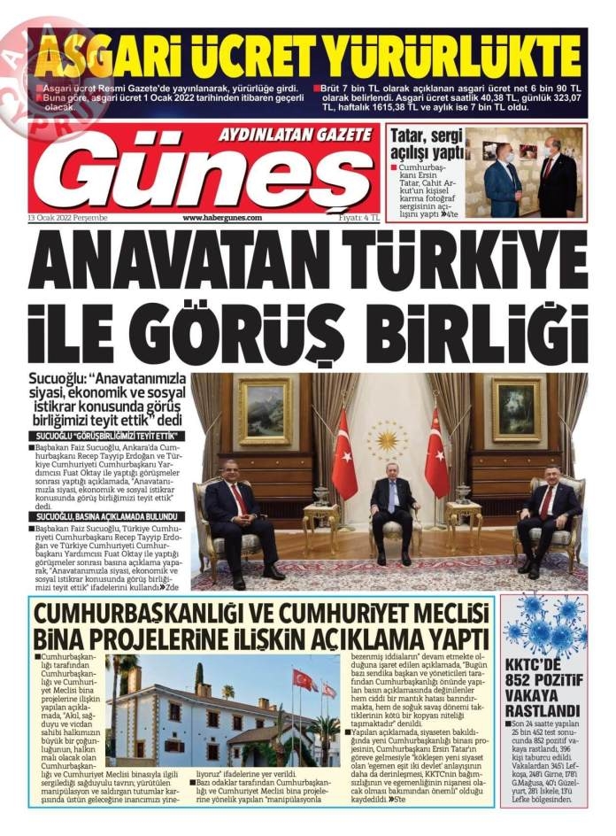 KKTC'de Gazeteler Bugün Ne Manşet Attı? 13 Ocak 2022 galerisi resim 2