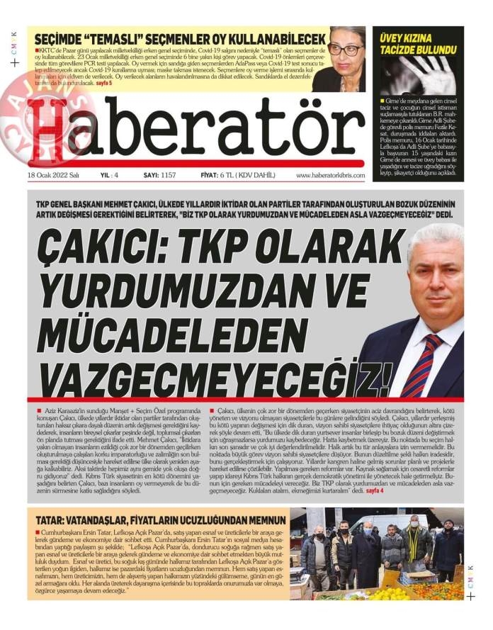 KKTC'de Gazeteler Bugün Ne Manşet Attı? 18 Ocak 2022 galerisi resim 10
