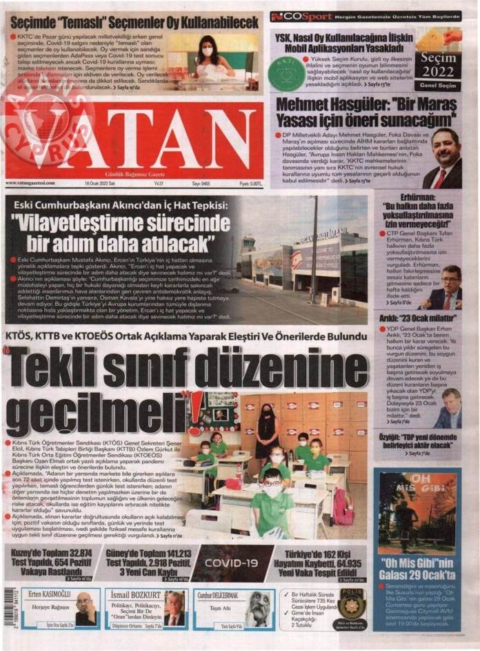 KKTC'de Gazeteler Bugün Ne Manşet Attı? 18 Ocak 2022 galerisi resim 3