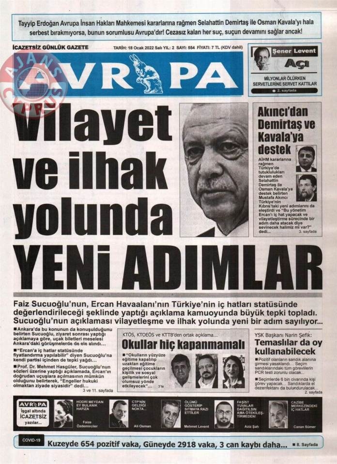 KKTC'de Gazeteler Bugün Ne Manşet Attı? 18 Ocak 2022 galerisi resim 8