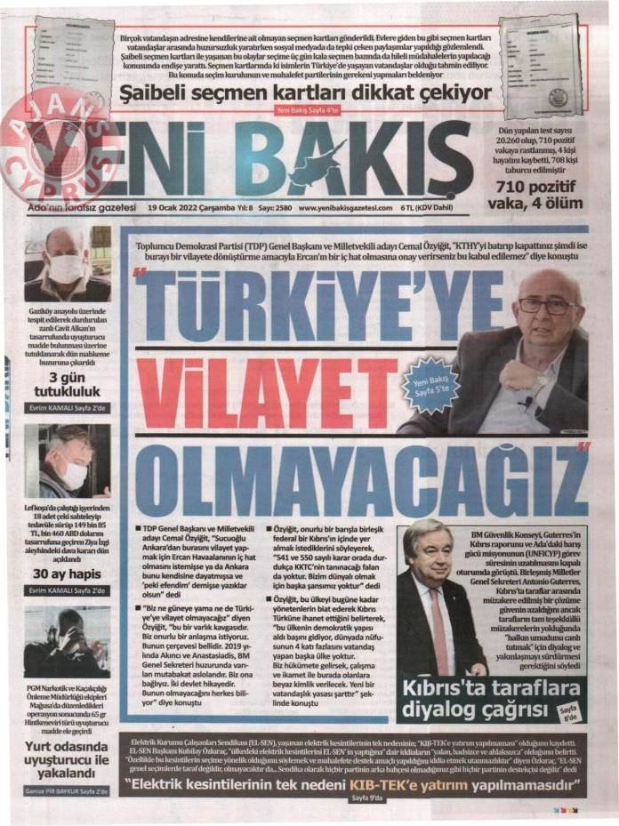 KKTC'de Gazeteler Bugün Ne Manşet Attı? 19 Ocak 2022 galerisi resim 5