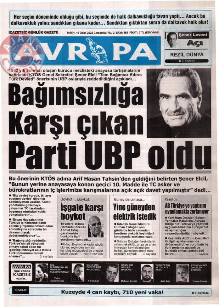 KKTC'de Gazeteler Bugün Ne Manşet Attı? 19 Ocak 2022 galerisi resim 8