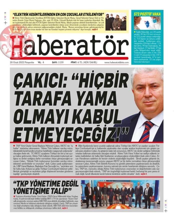 KKTC'de Gazeteler Bugün Ne Manşet Attı? 20 Ocak 2022 galerisi resim 1