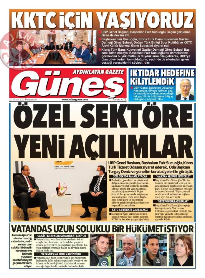 KKTC'de Gazeteler Bugün Ne Manşet Attı? 20 Ocak 2022 galerisi resim 2