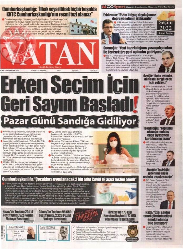 KKTC'de Gazeteler Bugün Ne Manşet Attı? 20 Ocak 2022 galerisi resim 6