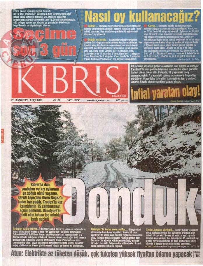 KKTC'de Gazeteler Bugün Ne Manşet Attı? 20 Ocak 2022 galerisi resim 7