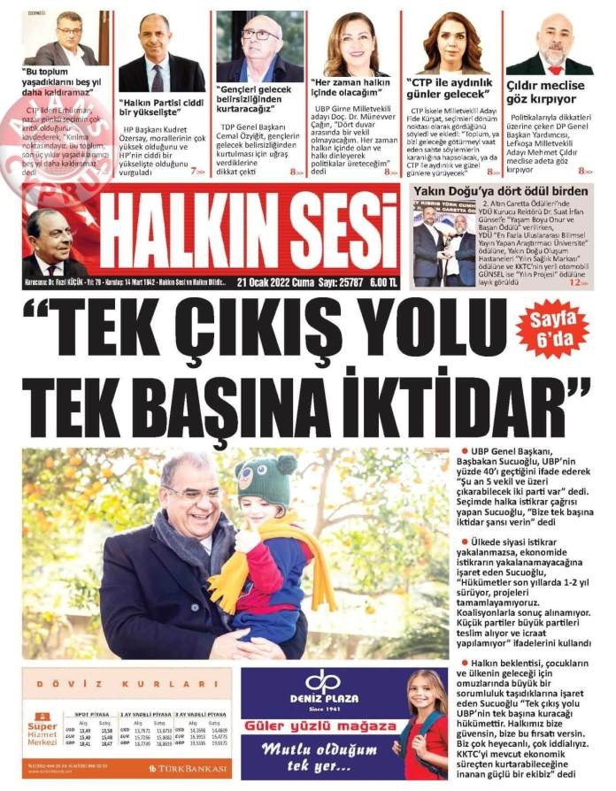 KKTC'de Gazeteler Bugün Ne Manşet Attı? 21 Ocak 2022 galerisi resim 1