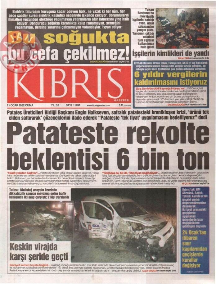 KKTC'de Gazeteler Bugün Ne Manşet Attı? 21 Ocak 2022 galerisi resim 2