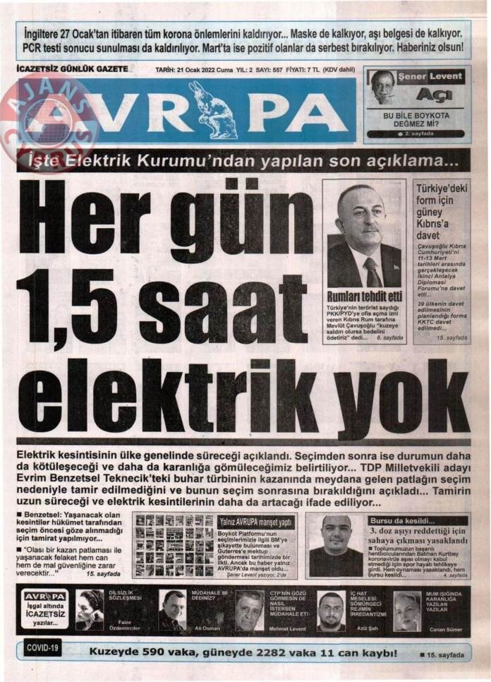 KKTC'de Gazeteler Bugün Ne Manşet Attı? 21 Ocak 2022 galerisi resim 8