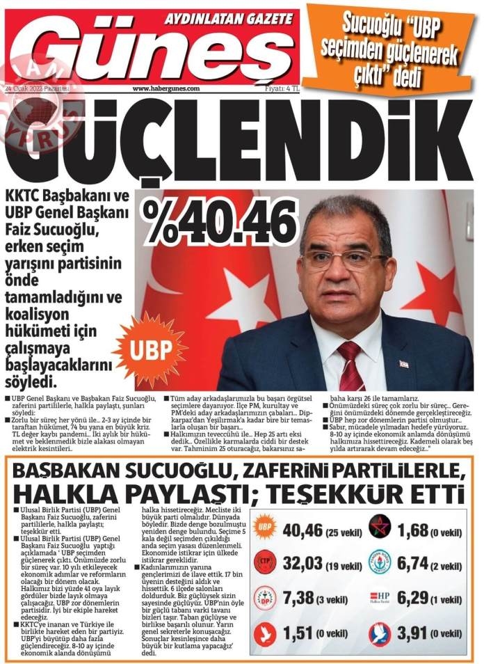 KKTC'de Gazeteler Bugün Ne Manşet Attı? 24 Ocak 2022 galerisi resim 8