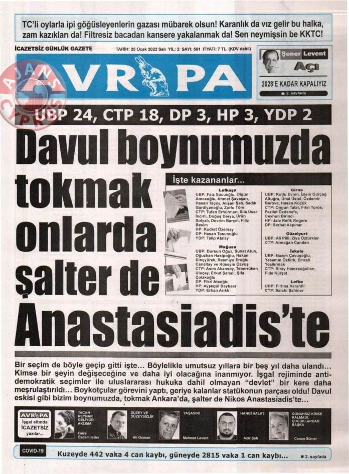 KKTC'de Gazeteler Bugün Ne Manşet Attı? 25 Ocak 2022 galerisi resim 7