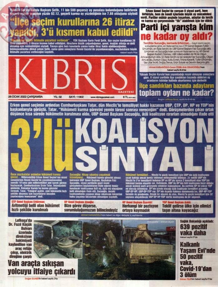 KKTC'de Gazeteler Bugün Ne Manşet Attı? 26 Ocak 2022 galerisi resim 2