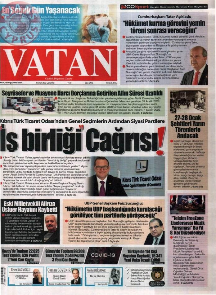 KKTC'de Gazeteler Bugün Ne Manşet Attı? 26 Ocak 2022 galerisi resim 3
