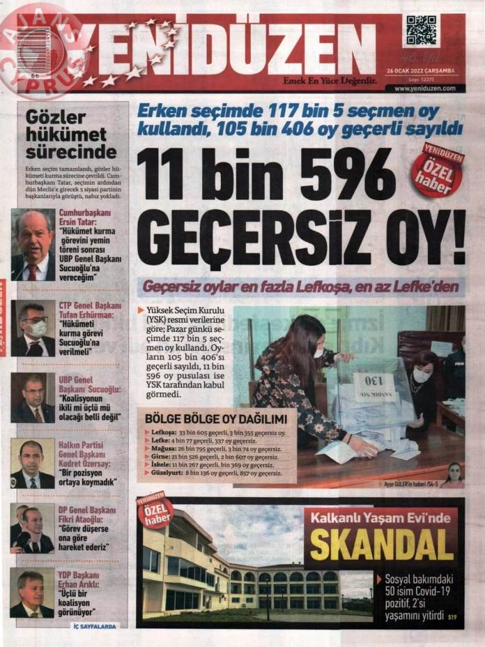 KKTC'de Gazeteler Bugün Ne Manşet Attı? 26 Ocak 2022 galerisi resim 4