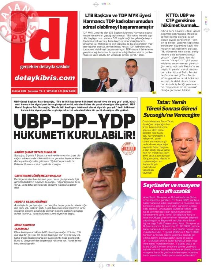 KKTC'de Gazeteler Bugün Ne Manşet Attı? 26 Ocak 2022 galerisi resim 5