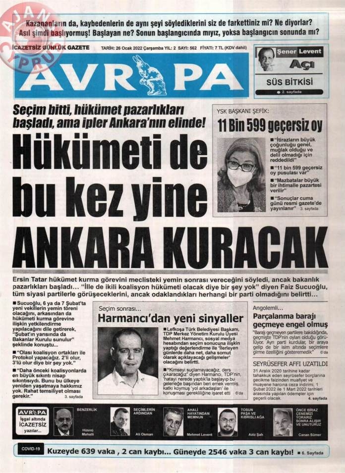 KKTC'de Gazeteler Bugün Ne Manşet Attı? 26 Ocak 2022 galerisi resim 7