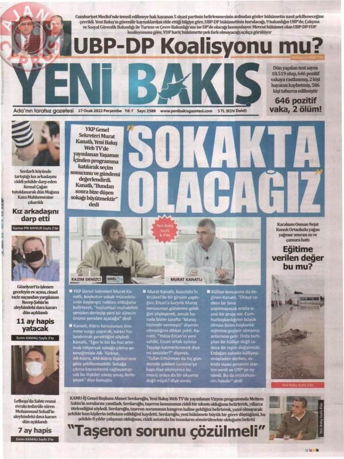 KKTC'de Gazeteler Bugün Ne Manşet Attı? 27 Ocak 2022 galerisi resim 1