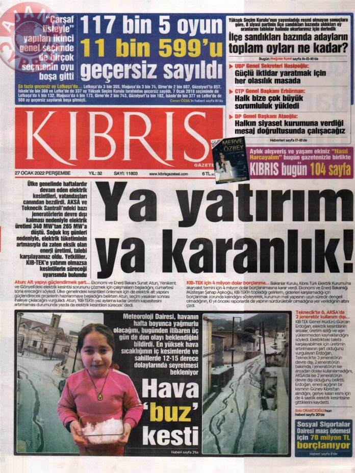 KKTC'de Gazeteler Bugün Ne Manşet Attı? 27 Ocak 2022 galerisi resim 4