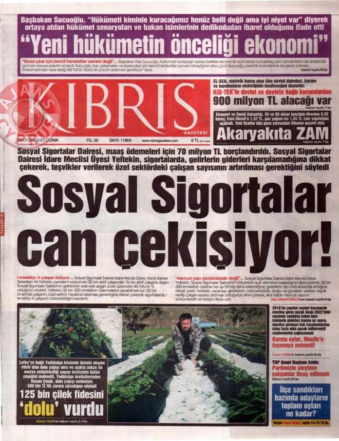 KKTC'de Gazeteler Bugün Ne Manşet Attı? 28 Ocak 2022 galerisi resim 1