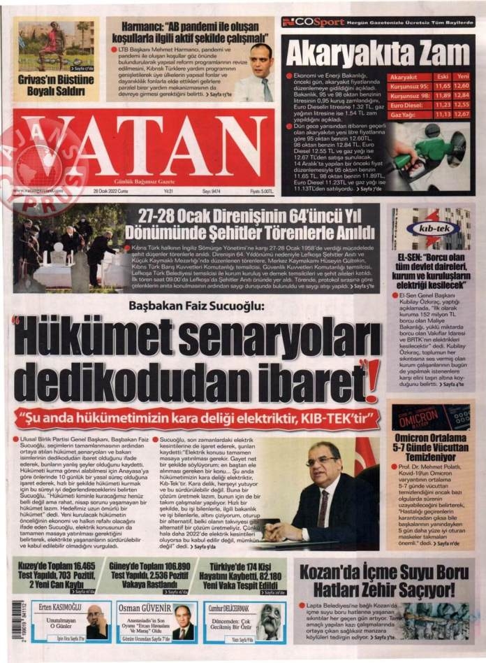 KKTC'de Gazeteler Bugün Ne Manşet Attı? 28 Ocak 2022 galerisi resim 2