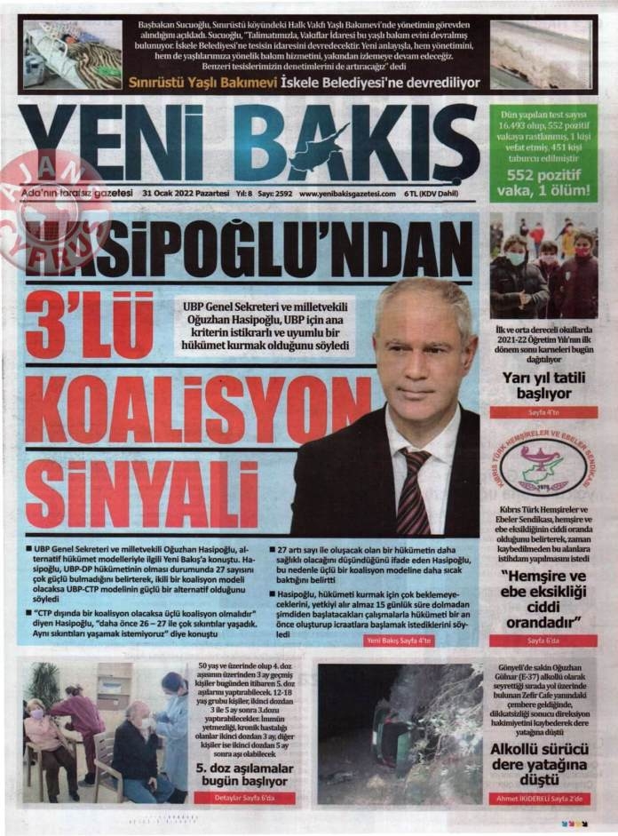 KKTC'de Gazeteler Bugün Ne Manşet Attı? 31 Ocak 2022 galerisi resim 4