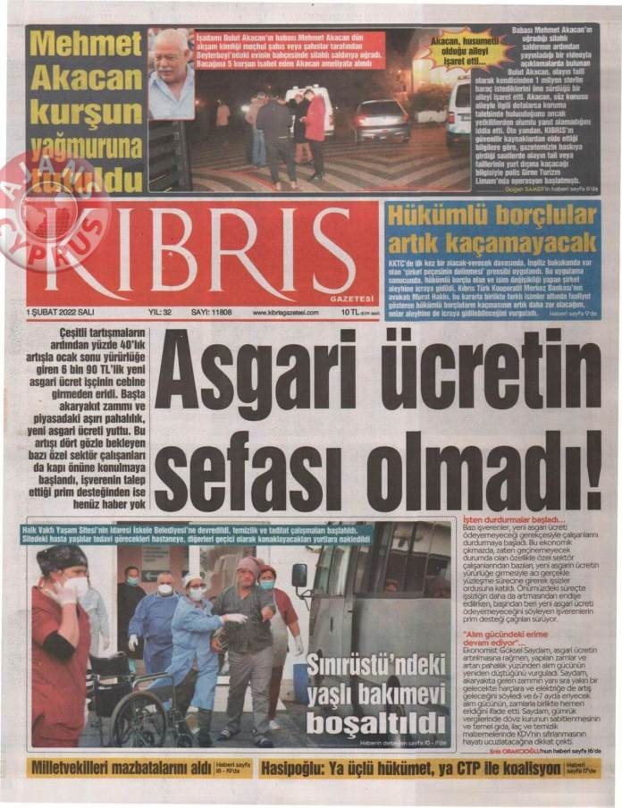 KKTC'de Gazeteler Bugün Ne Manşet Attı? 1 Şubat 2022 galerisi resim 1