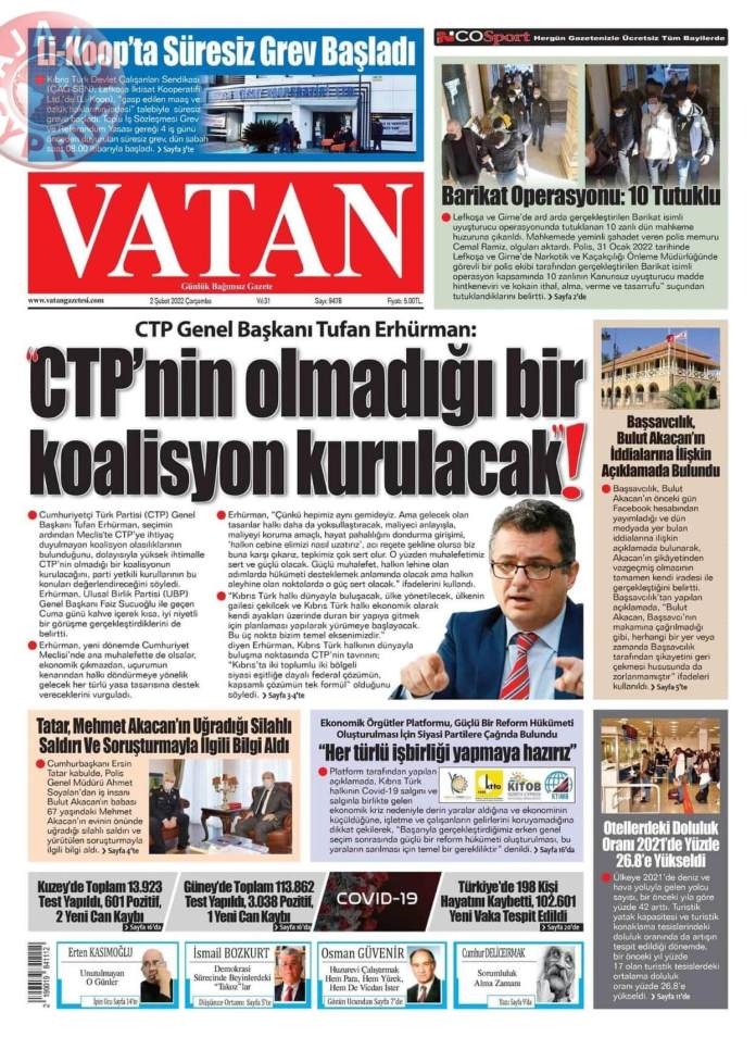 KKTC'de Gazeteler Bugün Ne Manşet Attı? 2 Şubat 2022 galerisi resim 3