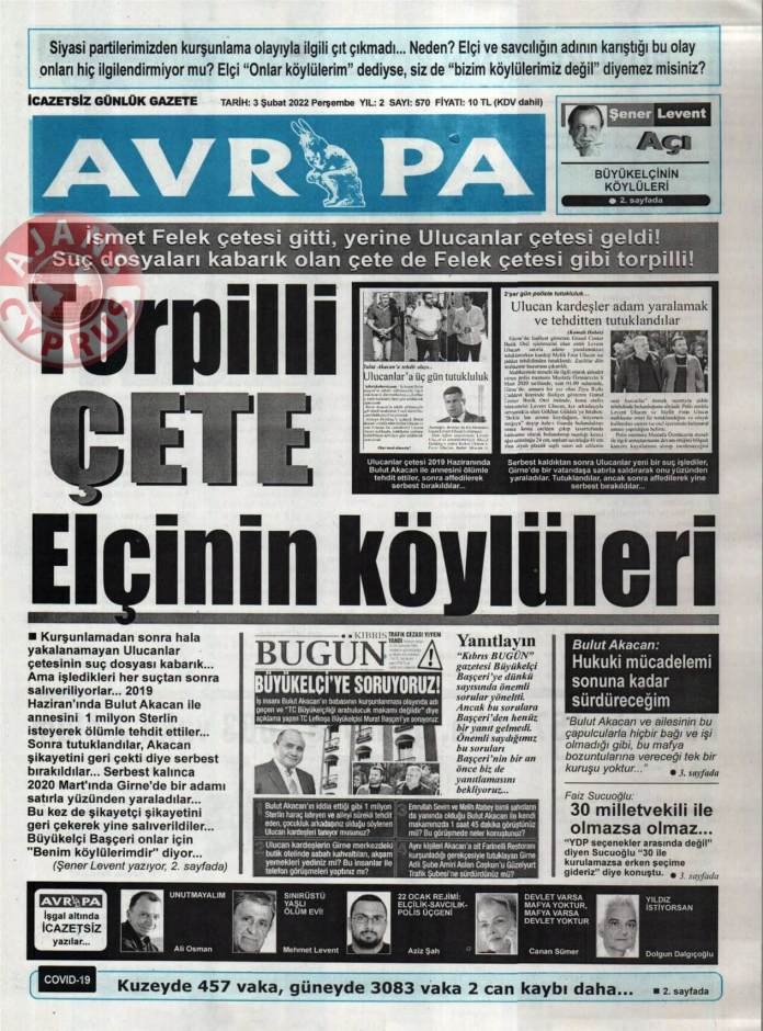 KKTC'de Gazeteler Bugün Ne Manşet Attı? 3 Şubat 2022 galerisi resim 7