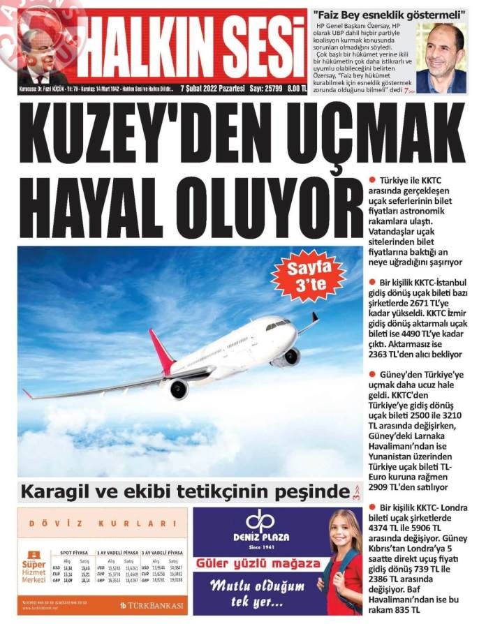 KKTC'de Gazeteler Bugün Ne Manşet Attı? 7 Şubat 2022 galerisi resim 1