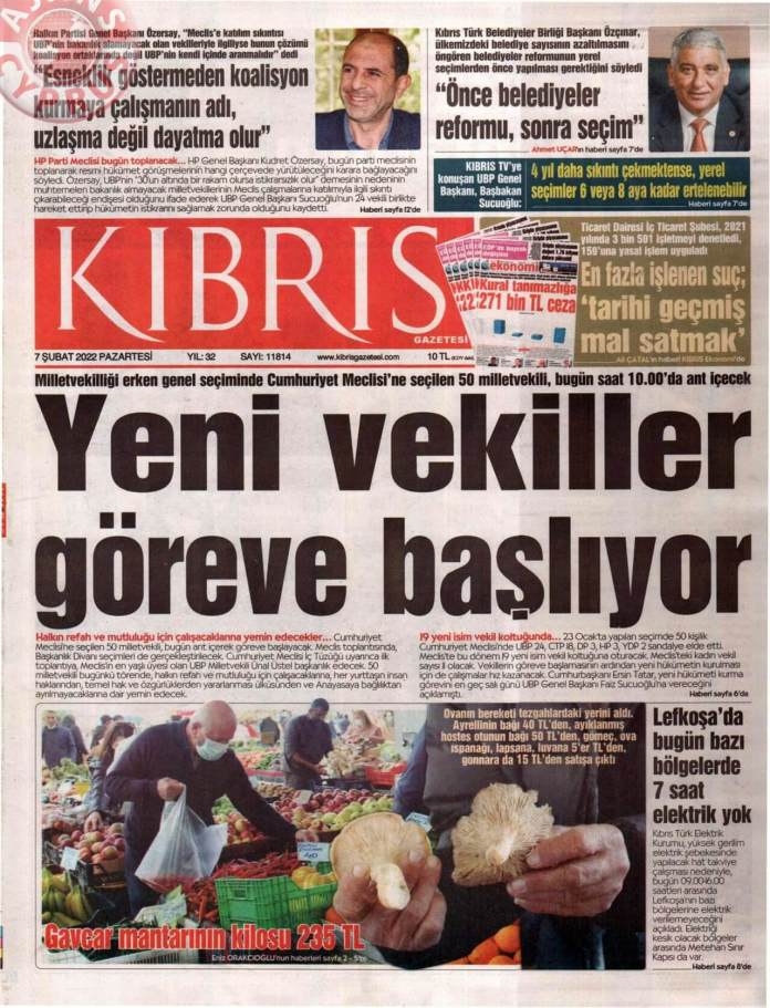 KKTC'de Gazeteler Bugün Ne Manşet Attı? 7 Şubat 2022 galerisi resim 2
