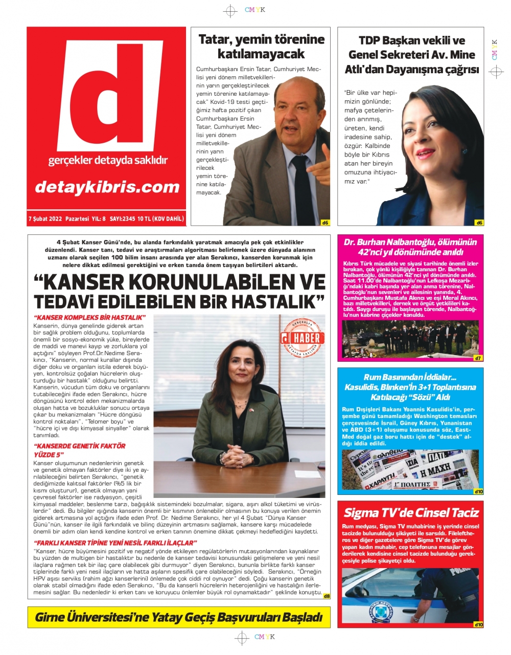 KKTC'de Gazeteler Bugün Ne Manşet Attı? 7 Şubat 2022 galerisi resim 9