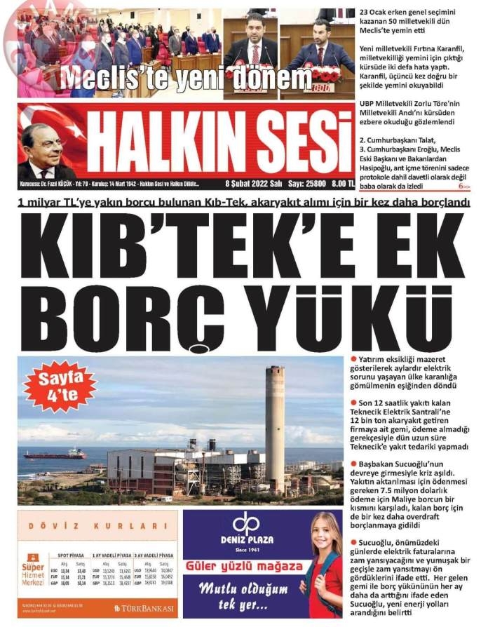 KKTC'de Gazeteler Bugün Ne Manşet Attı? 8 Şubat 2022 galerisi resim 1
