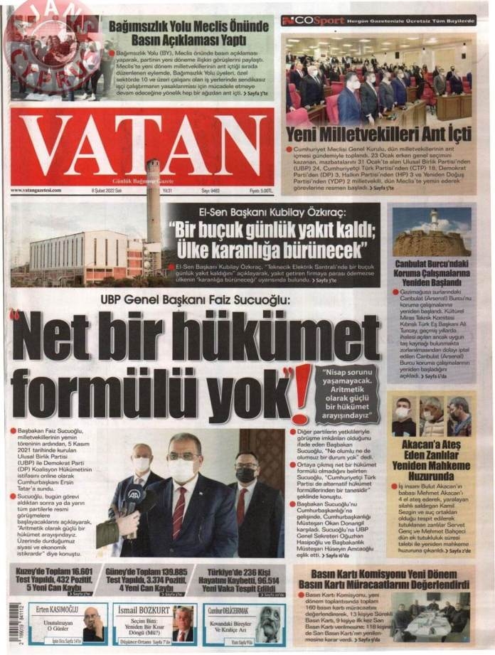 KKTC'de Gazeteler Bugün Ne Manşet Attı? 8 Şubat 2022 galerisi resim 4