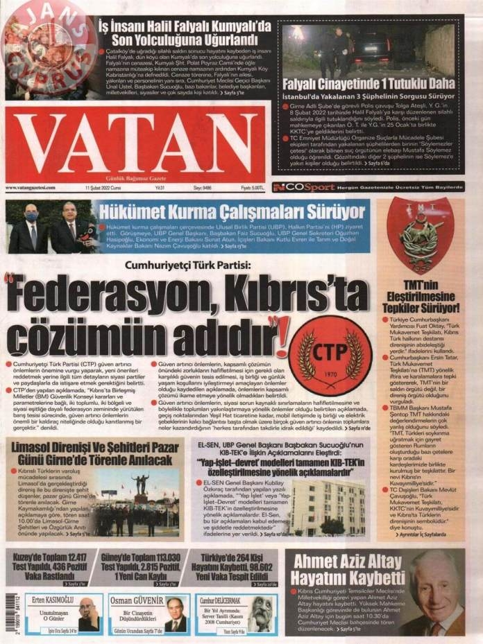 KKTC'de Gazeteler Bugün Ne Manşet Attı? 11 Şubat 2022 galerisi resim 3