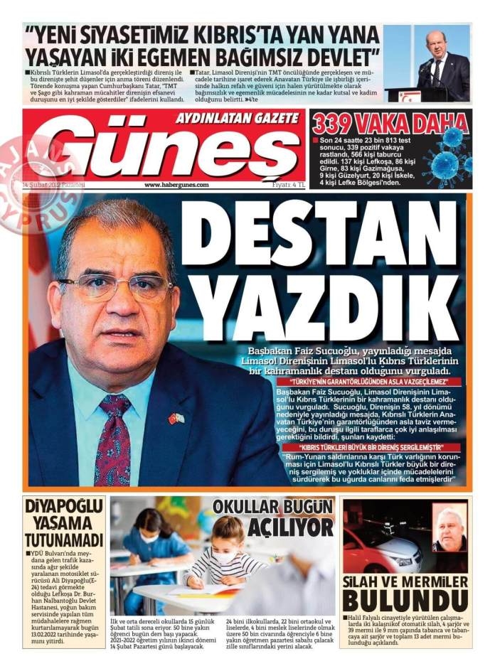 KKTC'de Gazeteler Bugün Ne Manşet Attı? 14 Şubat 2022 galerisi resim 1