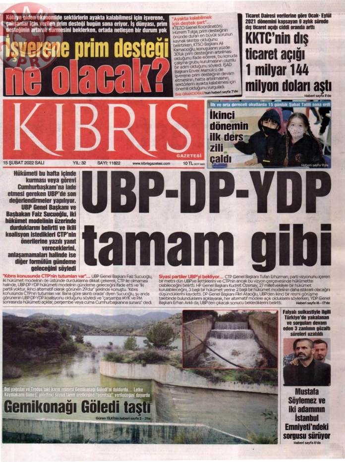 KKTC'de Gazeteler Bugün Ne Manşet Attı? 15 Şubat 2022 galerisi resim 2