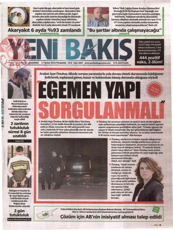 KKTC'de Gazeteler Bugün Ne Manşet Attı? 17 Şubat 2022 galerisi resim 6