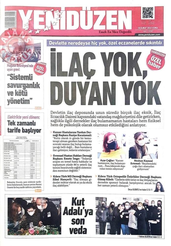 KKTC'de Gazeteler Bugün Ne Manşet Attı? 18 Şubat 2022 galerisi resim 4