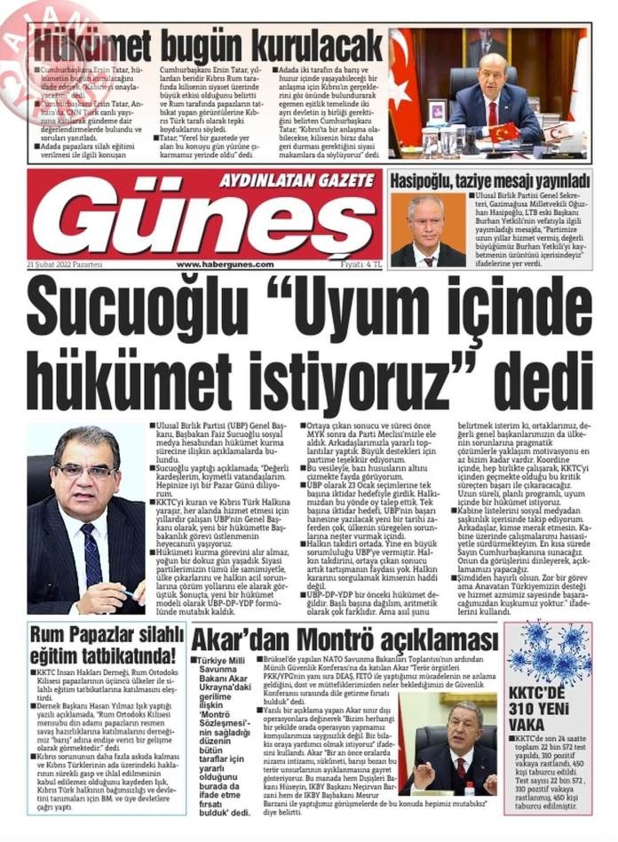 KKTC'de Gazeteler Bugün Ne Manşet Attı? 22 Şubat 2022 galerisi resim 1
