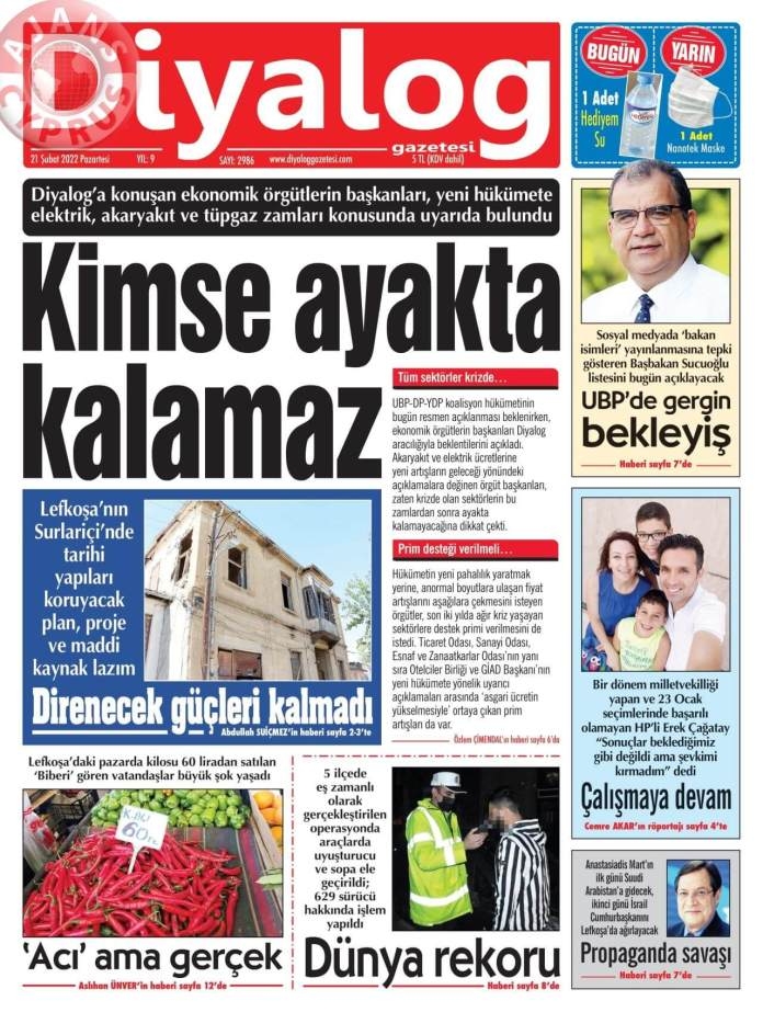 KKTC'de Gazeteler Bugün Ne Manşet Attı? 22 Şubat 2022 galerisi resim 3